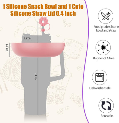 Handy Gourmet Snack Bowl for Tumbler, Compatible with 40 oz Tumblers (Pink)