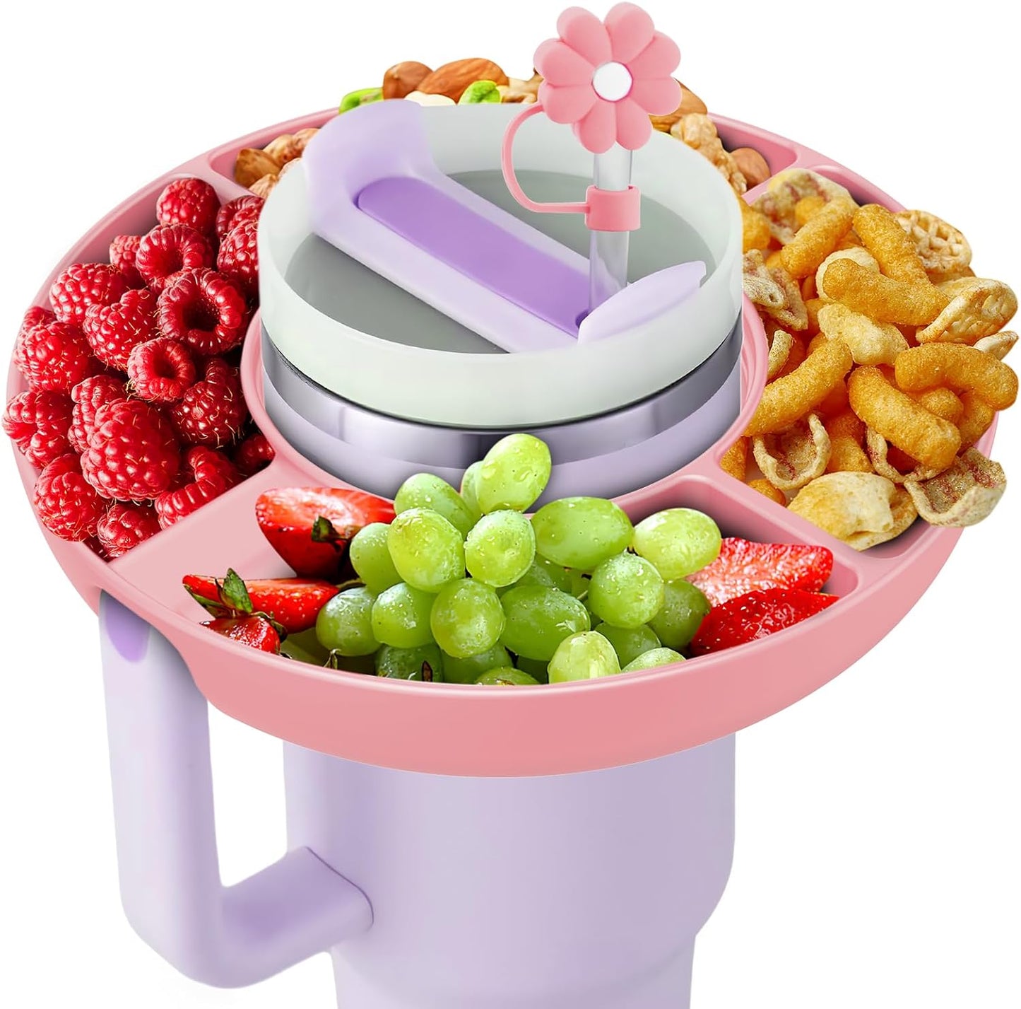 Handy Gourmet Snack Bowl for Tumbler, Compatible with 40 oz Tumblers (Pink)